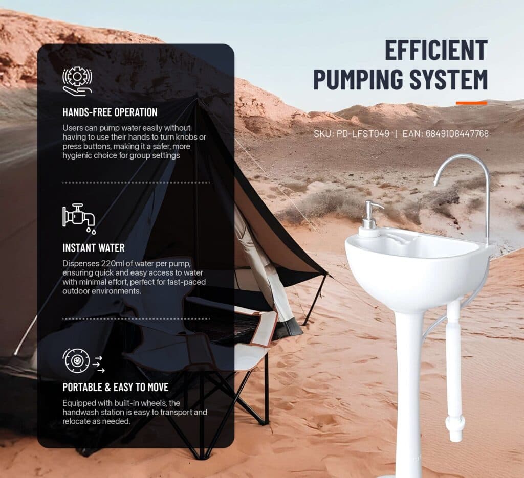 مغسلة يدين للرحلات بورودو 17 لتر مع موزع صابون