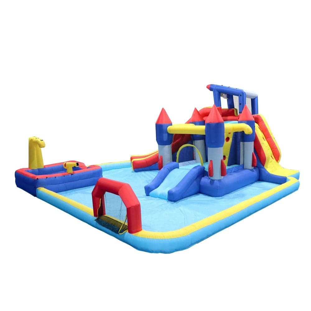 Megastar 10 In 1 Inflatable H20 Water Fight Bounce House Water Park For Kids, Slide Waterslide With Splash Pool & Basketball & Climbing Wall & Dual Pools & Soccer