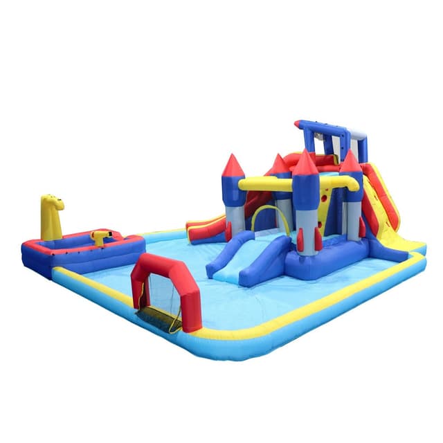 Megastar 10 In 1 Inflatable H20 Water Fight Bounce House Water Park For Kids, Slide Waterslide With Splash Pool & Basketball & Climbing Wall & Dual Pools & Soccer - 979780