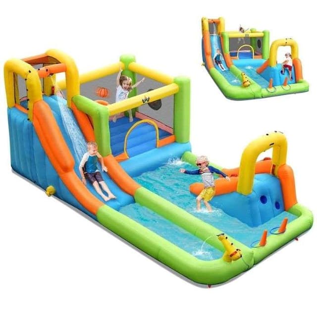 العاب مائيه​ اطفال هوائية مع زحليقة مائية ونطيطة اطفال مدمجة ميجا ستار Megastar Inflatable Water Slide 7 In 1 Double Long Slide Giant Water Park