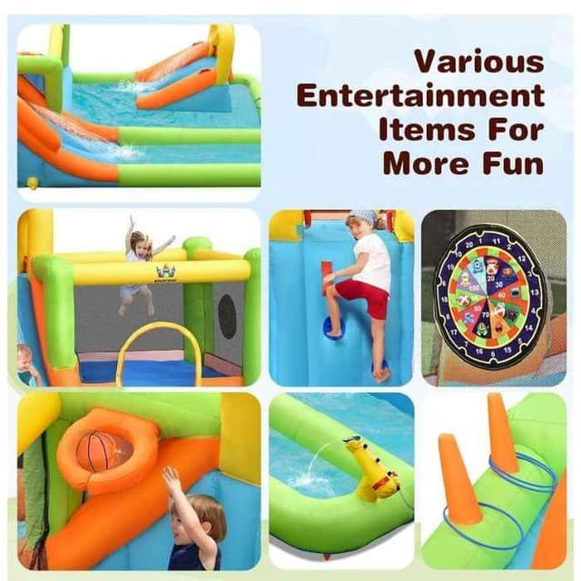 العاب مائيه​ اطفال هوائية مع زحليقة مائية ونطيطة اطفال مدمجة ميجا ستار Megastar Inflatable Water Slide 7 In 1 Double Long Slide Giant Water Park