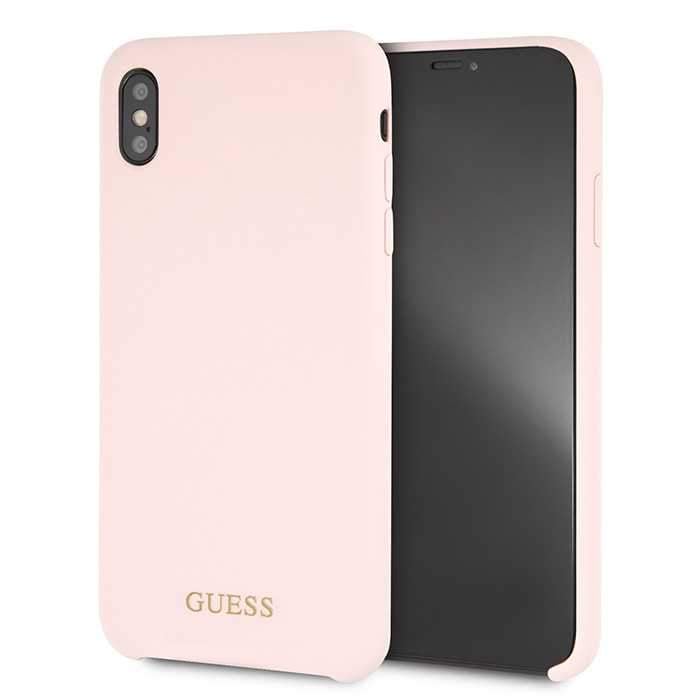 كفر جوال ايفون  اكس اس ماكس من السيليكون الصلب من جيس بلون وردي فاتح Guess Silicone Case for Apple iPhone Xs Max Light Pink