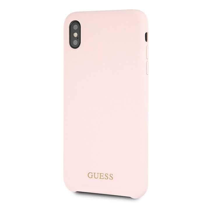 كفر جوال ايفون  اكس اس ماكس من السيليكون الصلب من جيس بلون وردي فاتح Guess Silicone Case for Apple iPhone Xs Max Light Pink