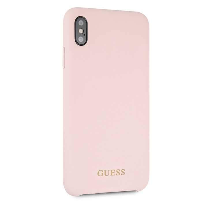 كفر جوال ايفون  اكس اس ماكس من السيليكون الصلب من جيس بلون وردي فاتح Guess Silicone Case for Apple iPhone Xs Max Light Pink