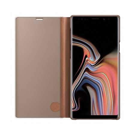 samsung note 9 clear view case brown