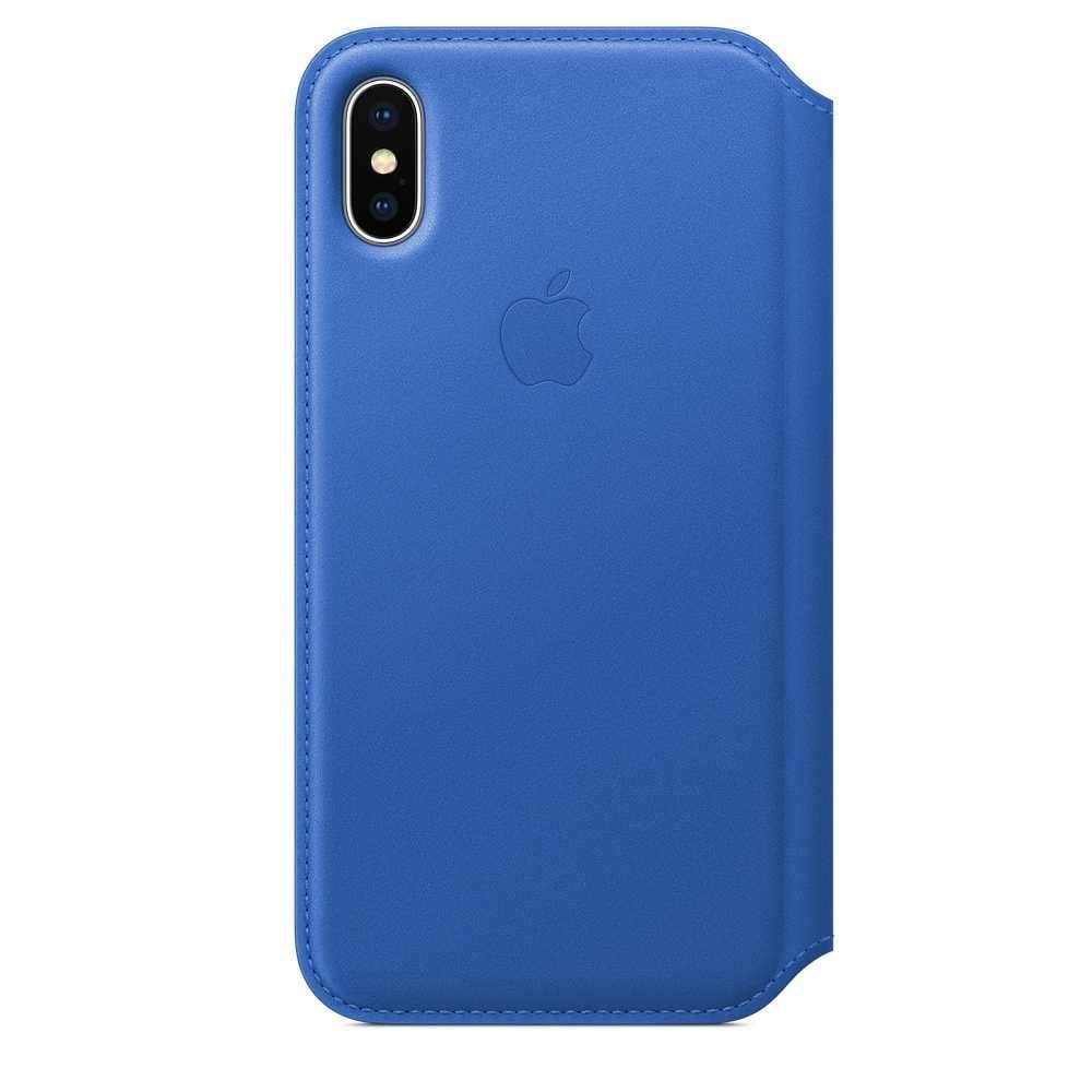 كفر ايفون الذكي باللون الازرق الفاتح جلدي على شكل دفتر  من ابل Apple iPhone X Leather Folio Electric Blue