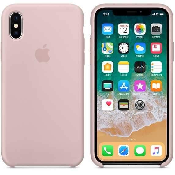 كفر ايفون اكس باللون الوردي الفاتح سيليكون من ابل Apple iPhone X Silicone Case Pink Sand