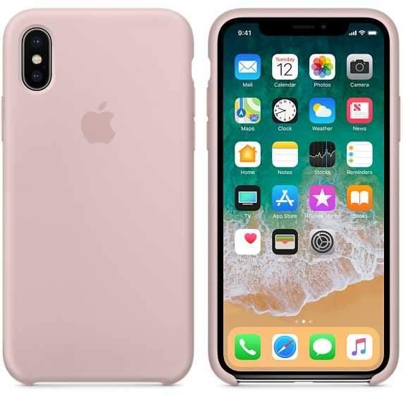 كفر ايفون اكس باللون الوردي الفاتح سيليكون من ابل Apple iPhone X Silicone Case Pink Sand