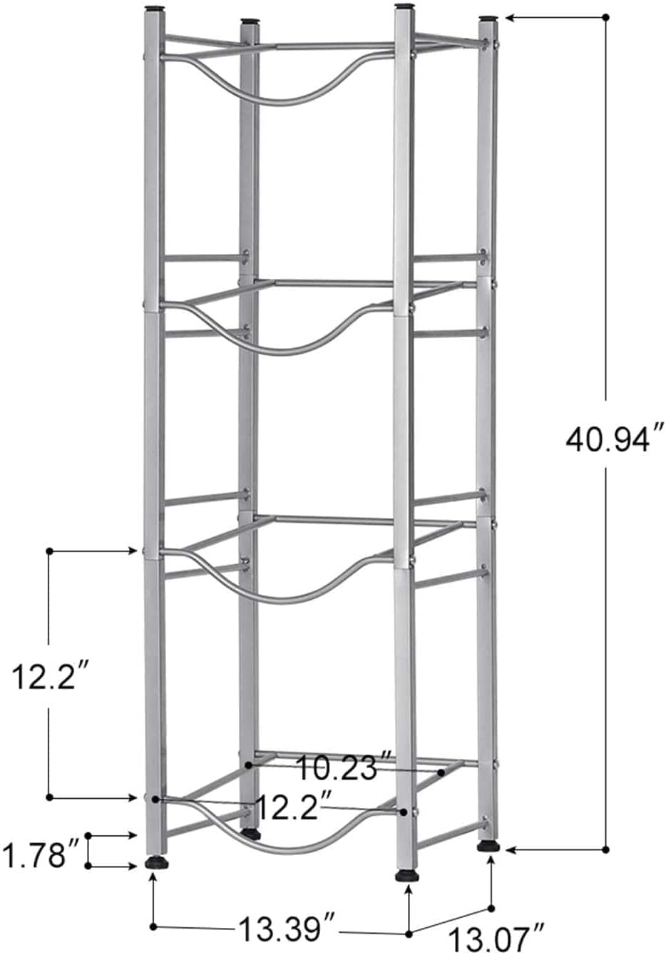 حامل قوارير الماء مقاوم للصدأ 4 أرفف Generic 4 Tier Stainless Steel Bottle Holder Detachable Storage