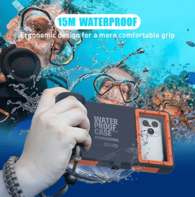 كفر جوال ضد الماء 15 متر مع تحكم عن بعد Shellbox IP68 Waterproof Phone Case