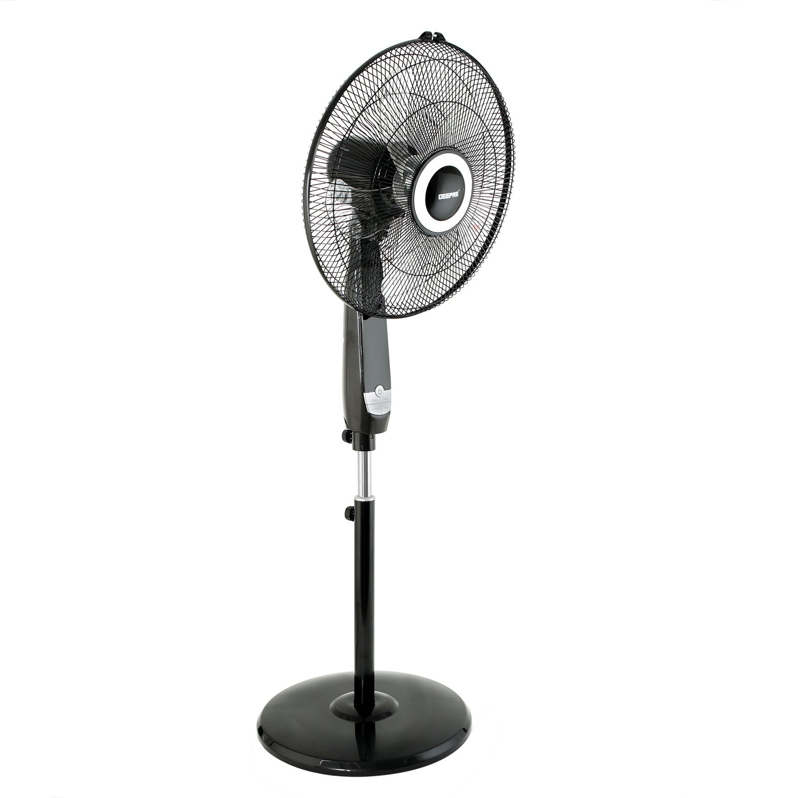Geepas 16" Stand Fan with Remote Control - 3 Mode/Speed, 5 Leaf Blade Wide Oscillation, Adjustable Height & Tilt Setting With Led Display - 7.5 Hours Timer