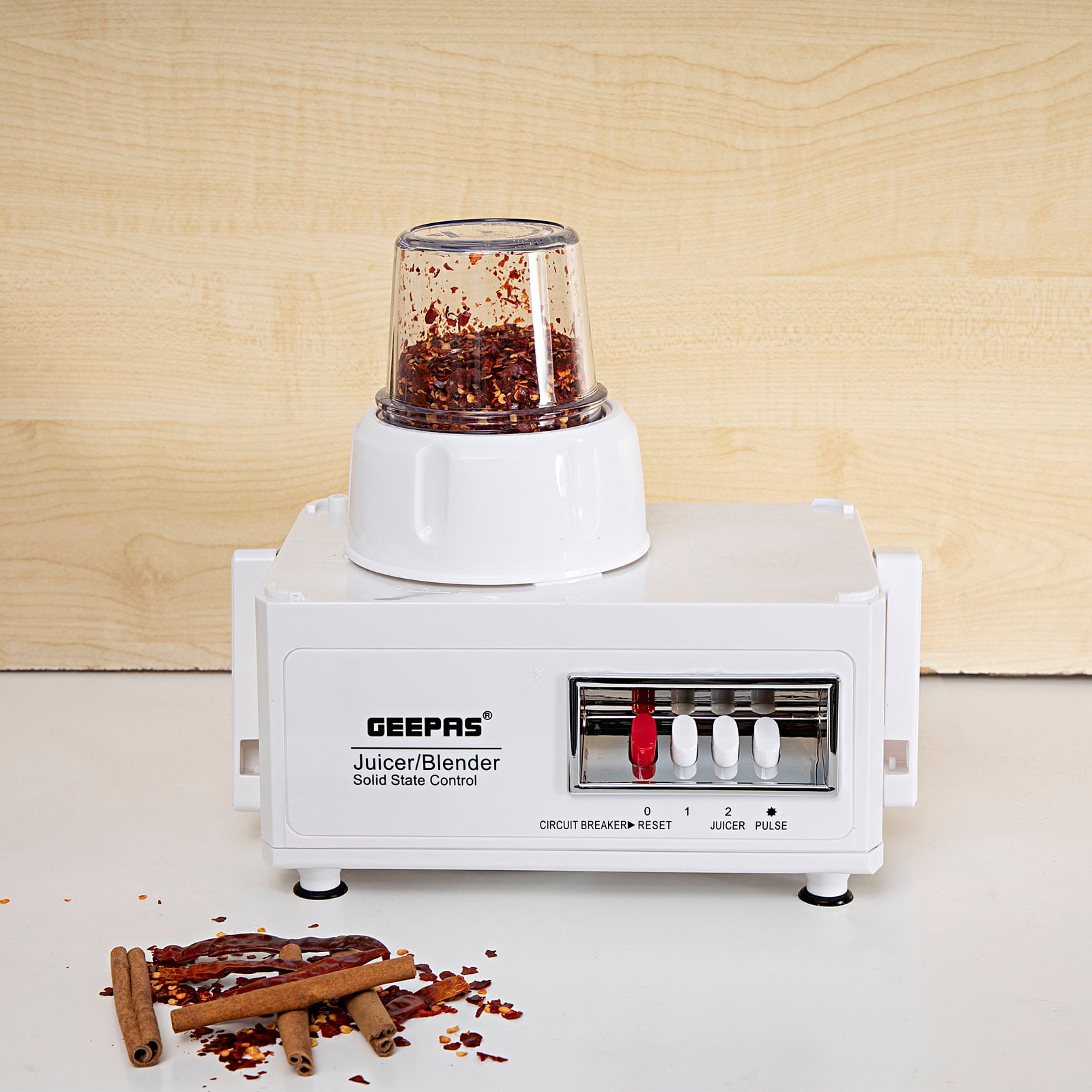 Geepas 4-in-1 Food Processor & Juicer - Multi-functional Smoothie Maker, Juicer, Compact Electric Blender, Chopper & Grinder - 1.6L Jar, 2-Speed Pulse Function for Ice Crusher - 600W - 2 Years Warranty