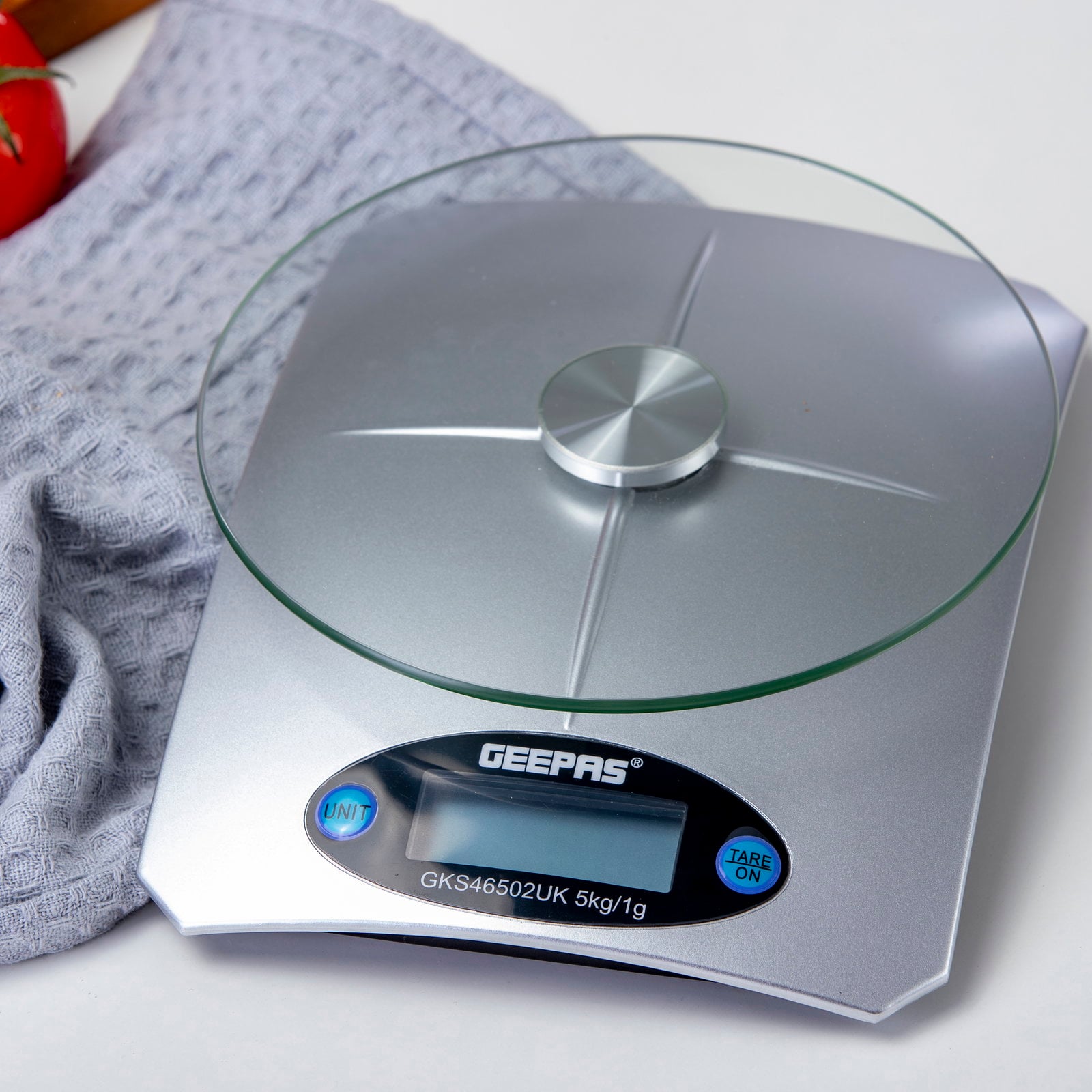 Geepas GKS46502UK Kitchen Weighing Scales Food Stainless Steel Top Panel, Digital Display - 2 Years Warranty