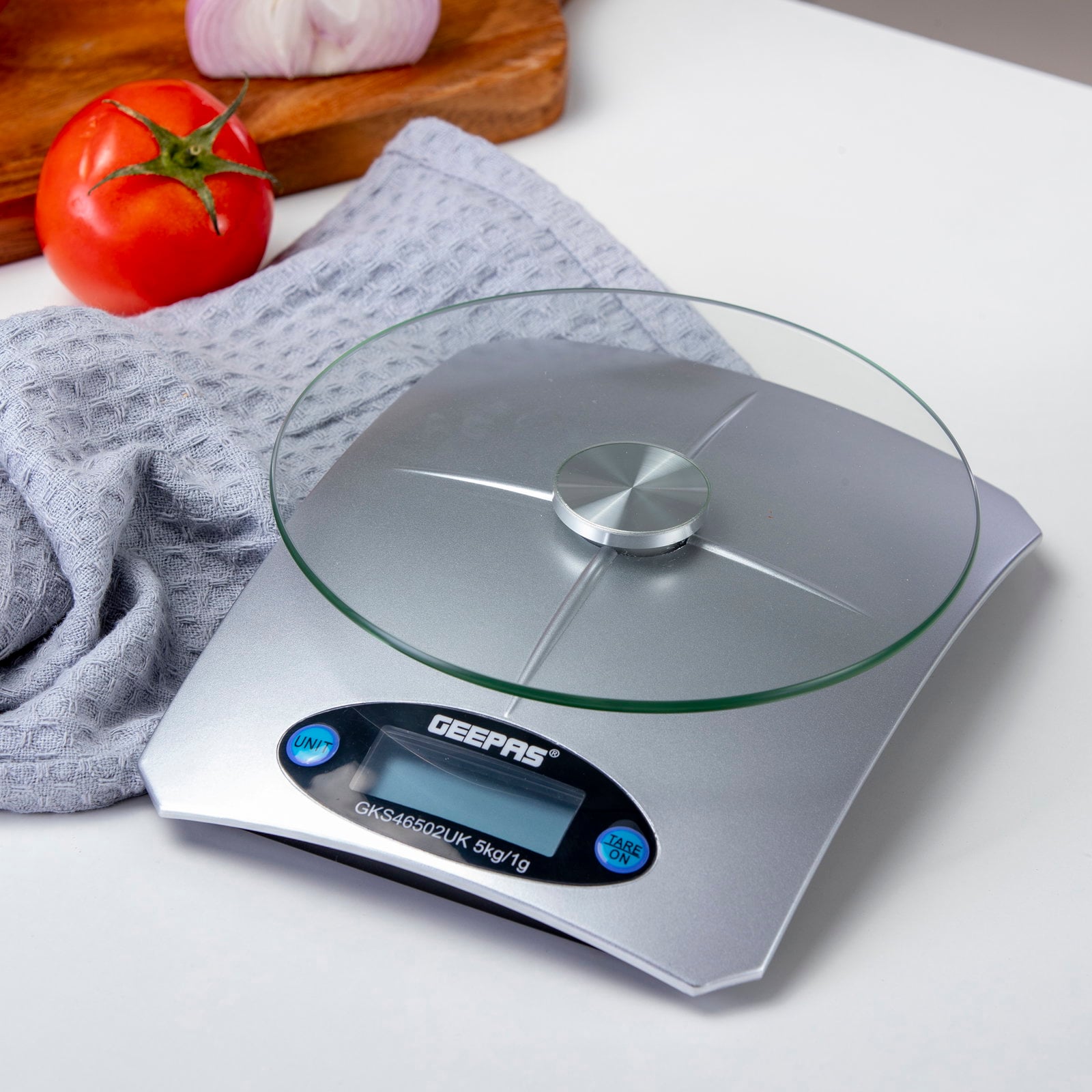 Geepas GKS46502UK Kitchen Weighing Scales Food Stainless Steel Top Panel, Digital Display - 2 Years Warranty
