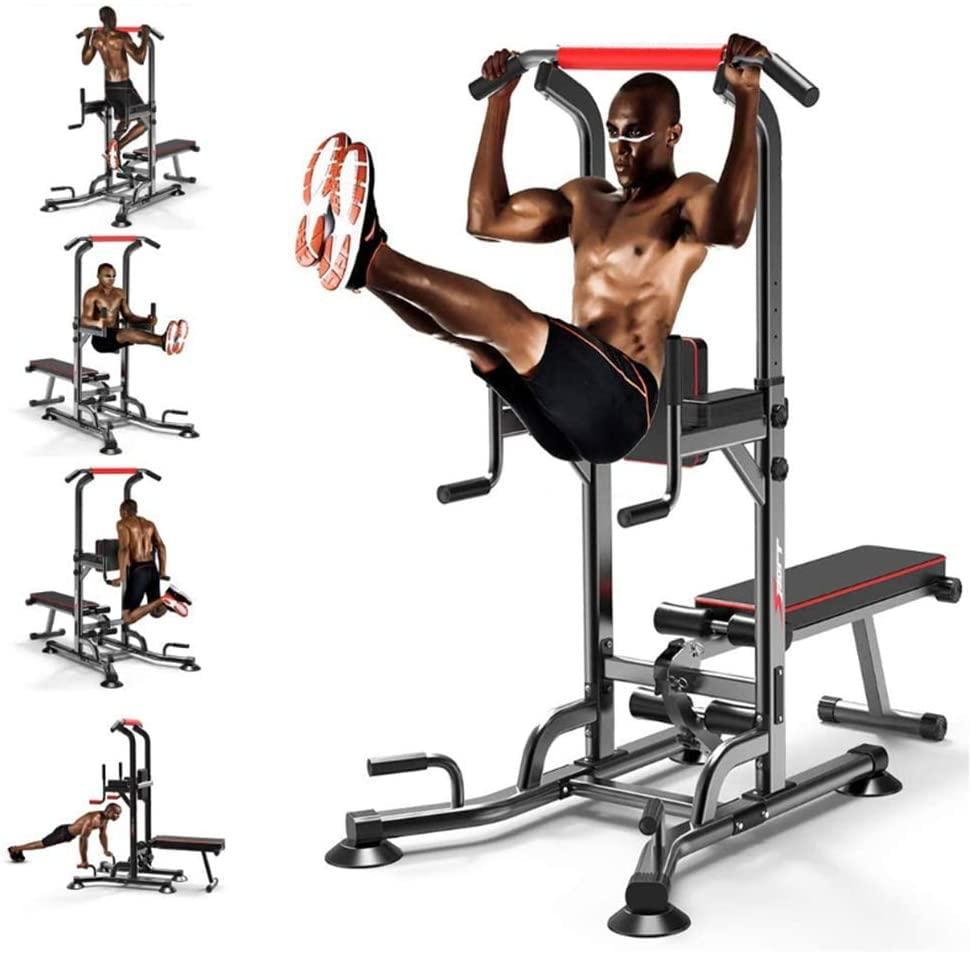 جهاز جيم منزلي متكامل متعدد الاستعمالات قابل للتعديل أسود مارشال فتنس Marshal Fitness Black Adjustable Multifunctional Body Exercise Power Tower