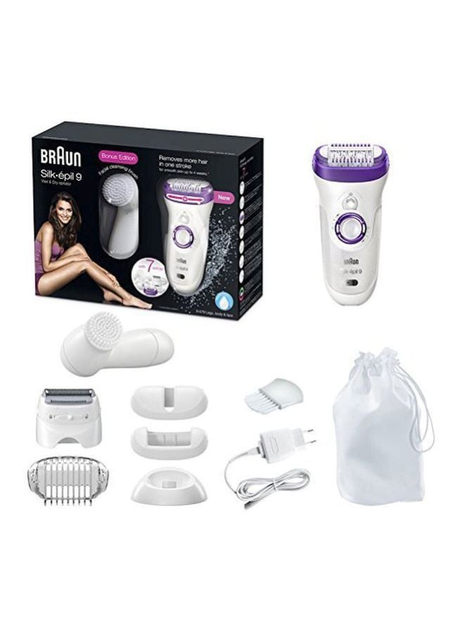 BRAUN Silk Epil 9 Wet And Dry Cordless Electric Hair Removal Epilator Purple/White