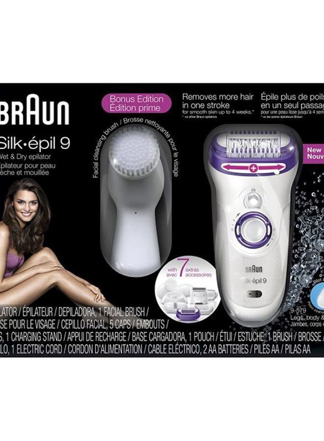 BRAUN Silk Epil 9 Wet And Dry Cordless Electric Hair Removal Epilator Purple/White