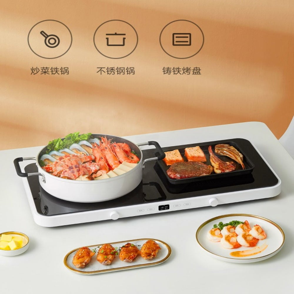 Xiaomi Mijia Induction Cooker Home Kitchen Electric Double Induction Cooktop Touchpad Induction Cooker Work With Mi Home App