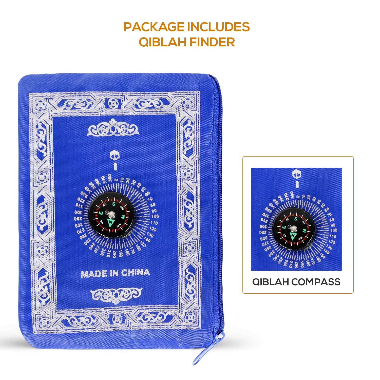 NOOR-1 Noor Prayer Mat (Musalla) - Portable Pocket Prayer Mat for Islamic Prayer, 100 cm x 60 cm – Travel Friendly with Compass Qibla Finder - Muslim/Islamic Janamaz – Travel Prayer Mat for Mosque or Travel