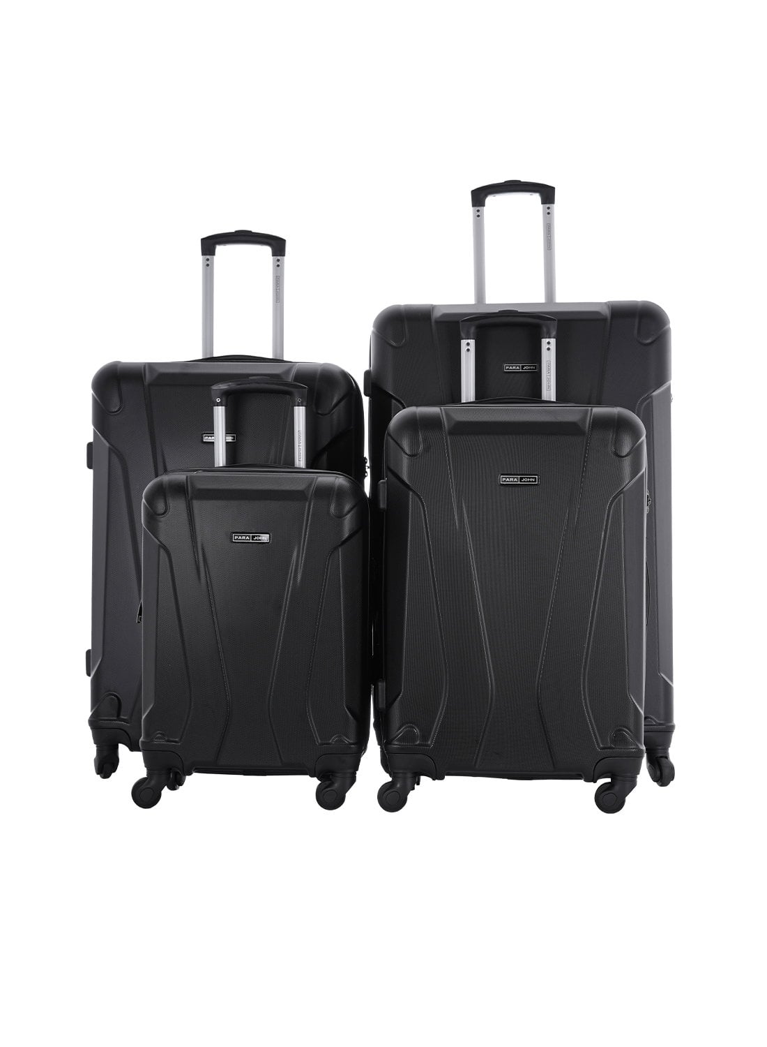 طقم حقائب سفر 4 حقائب مادة ABS بعجلات دوارة (20 ، 24 ، 28 ،32) بوصة أسود PARA JOHN - 4 Pcs Zin Trolley Luggage Set, Black