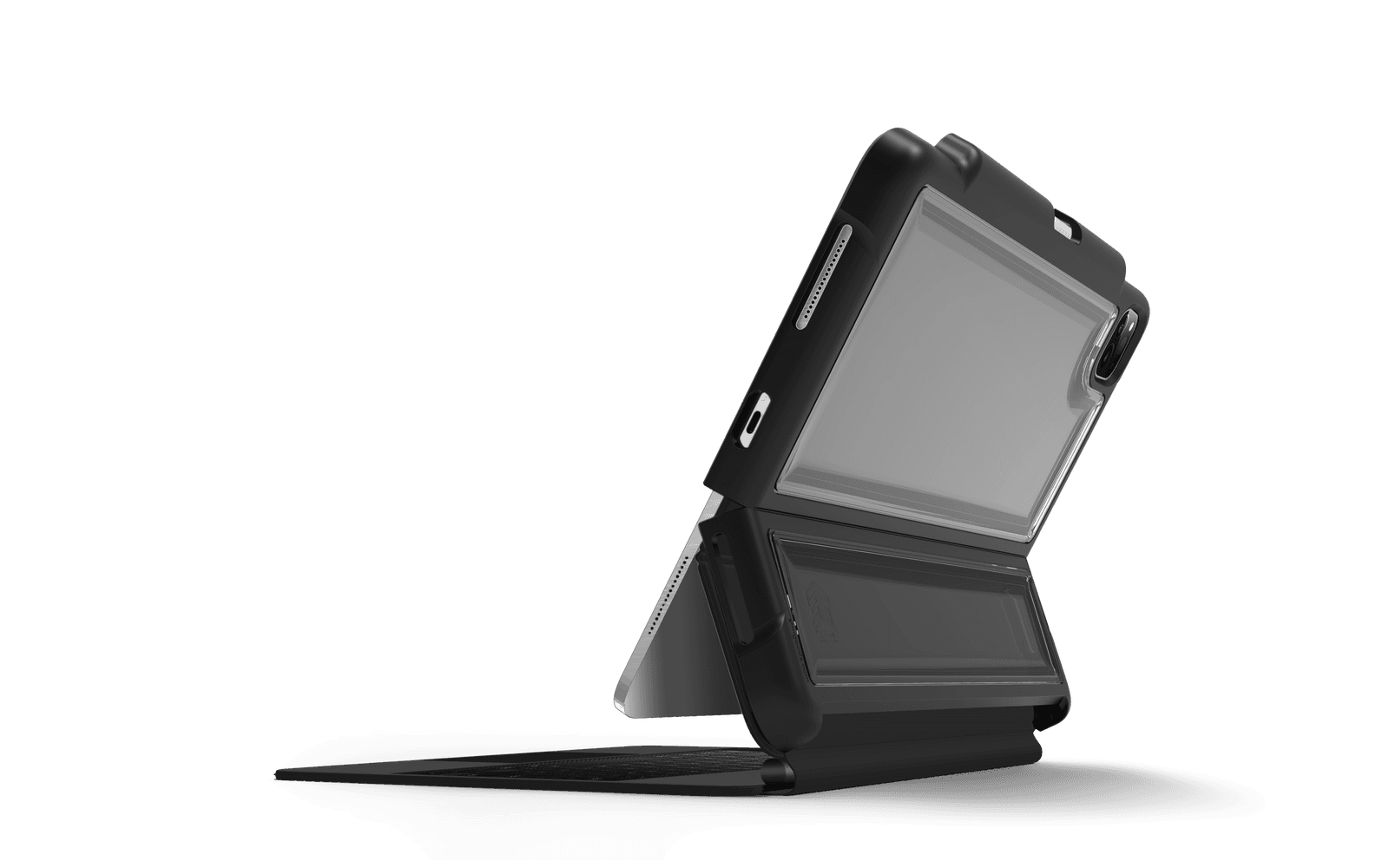 STM DUX SHELL for Apple iPad Pro 11" 3rd-1st Gen works w/ Apple Smart Folio/Magic Keyboard - Clear Transparent Protective Back Case, Military Drop Test Certified w/ Apple Pencil Storage - Black