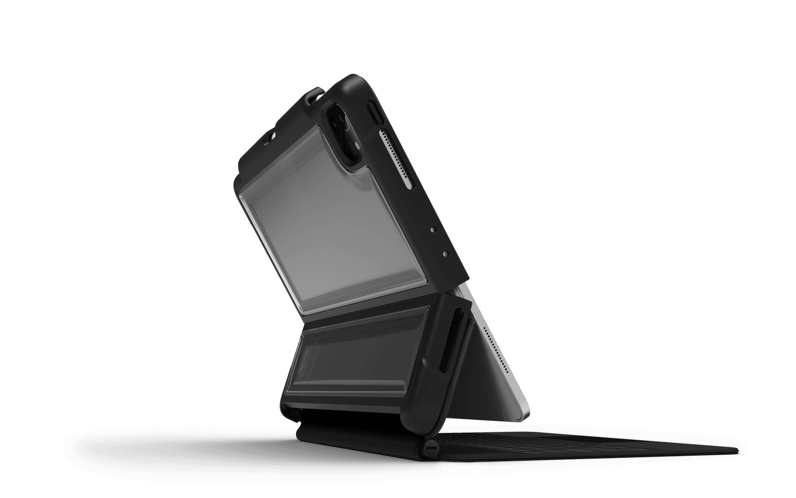 STM DUX SHELL for Apple iPad Pro 11" 3rd-1st Gen works w/ Apple Smart Folio/Magic Keyboard - Clear Transparent Protective Back Case, Military Drop Test Certified w/ Apple Pencil Storage - Black