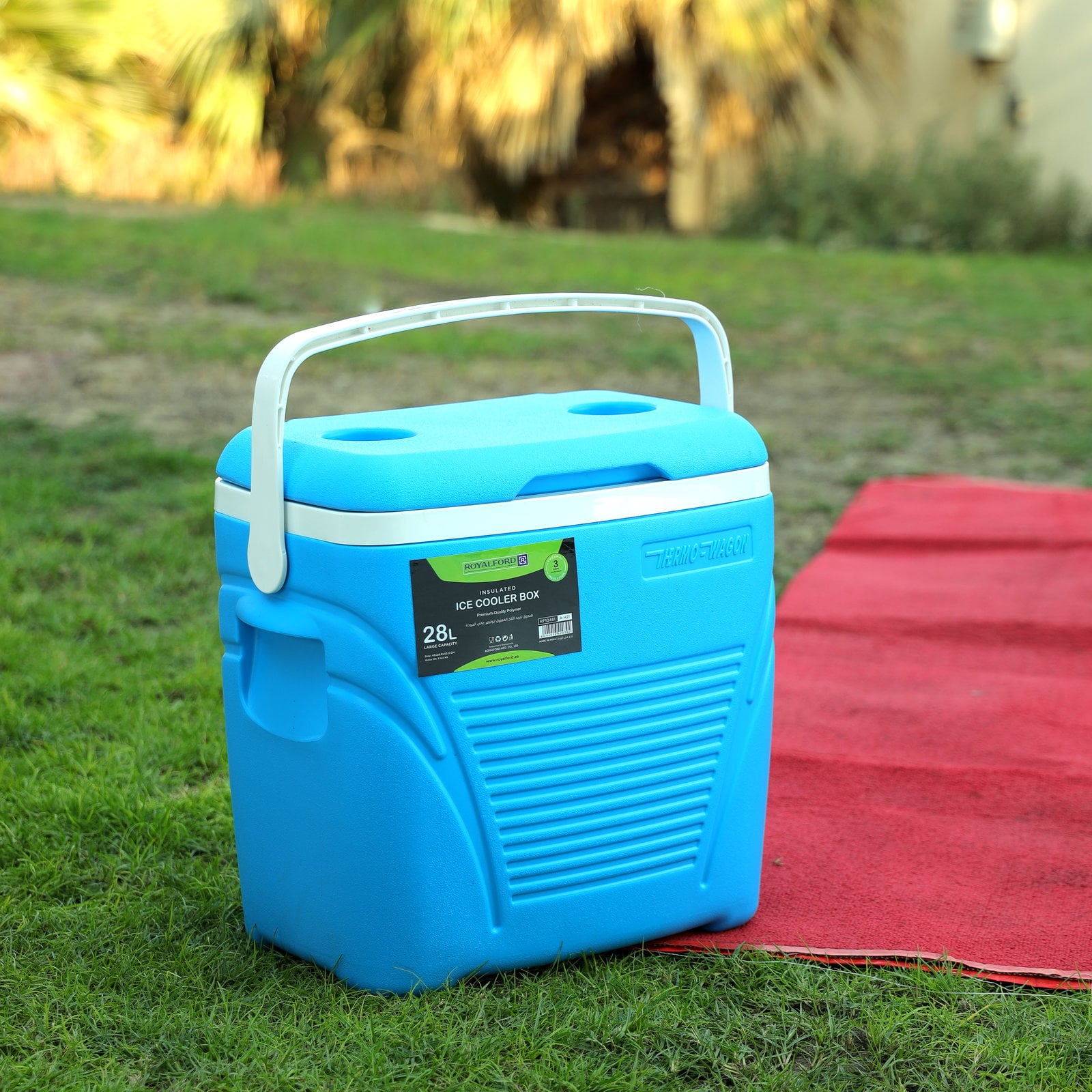 Royalford Insulated Ice Cooler Box, 28L, RF10481 | Portable Cooler Box | 3 Layer PP-PU-HDPE | Premium Quality Polymer | Thermal Insulation | Large High Performance Cooler Box
