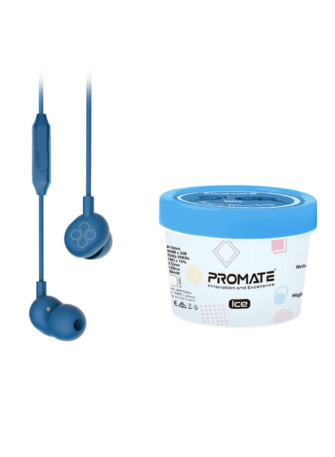 promate Audio Enhanced In-Ear Headphones 1.2meter Blue