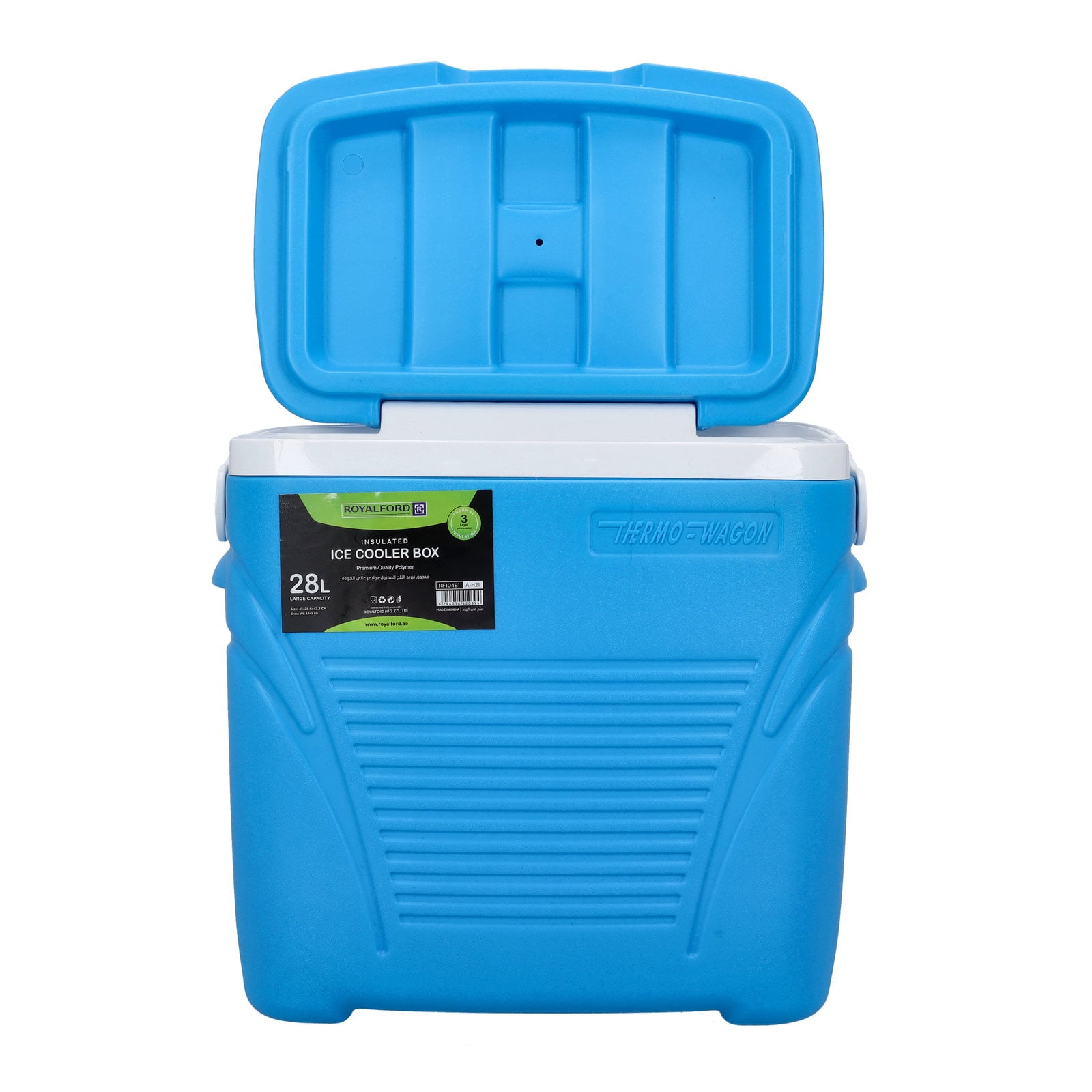 Royalford Insulated Ice Cooler Box, 28L, RF10481 | Portable Cooler Box | 3 Layer PP-PU-HDPE | Premium Quality Polymer | Thermal Insulation | Large High Performance Cooler Box