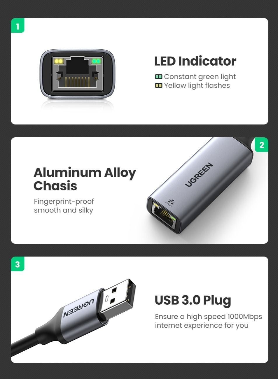 محول شبكة ايثرنت إلى USB Network Adapter - UGreen