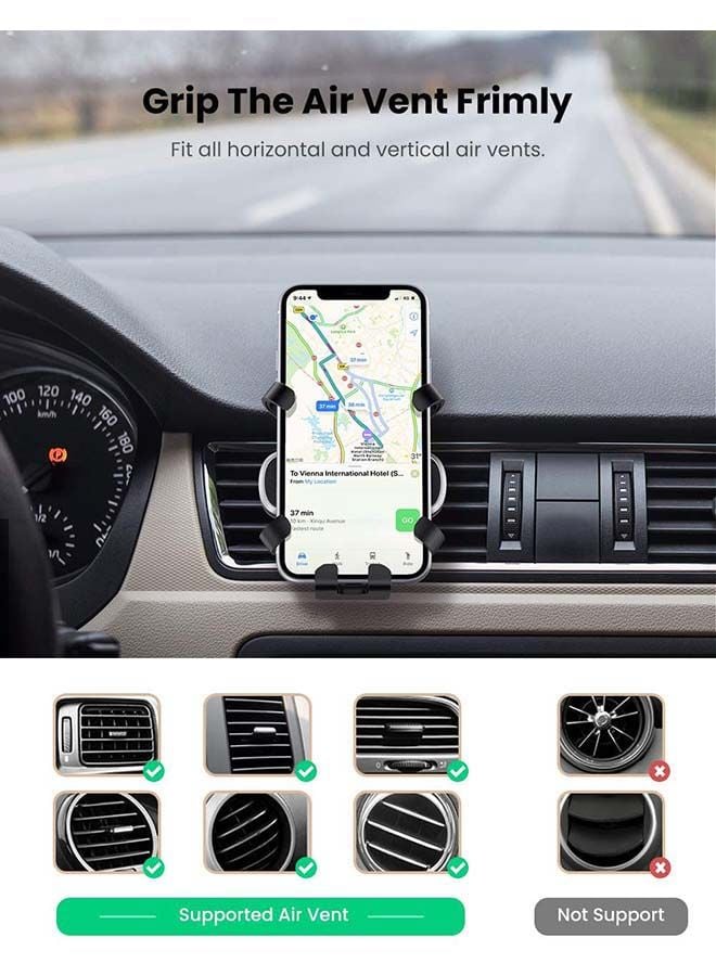 UGREEN Car Phone Holder Air Vent Mount Gravity Auto Clamp Retractable Cradle Clip for iPhone 13 13 Mini 13 Pro 13 Pro Max 11 min pro max XR XS Samsung S20 S10 A71 A70 black