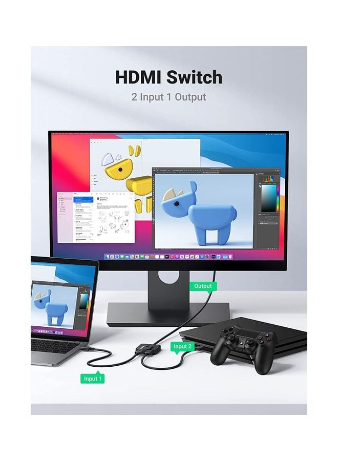 UGREEN HDMI Splitter 2 in 1 Out HDMI Switcher With HDMI Cable Support 4K@60HZ 3D 1080P for PC Laptop Switch Blu-Ray Player Roku TV Stick Xbox PS5 PS4 HDTV Monitor Black