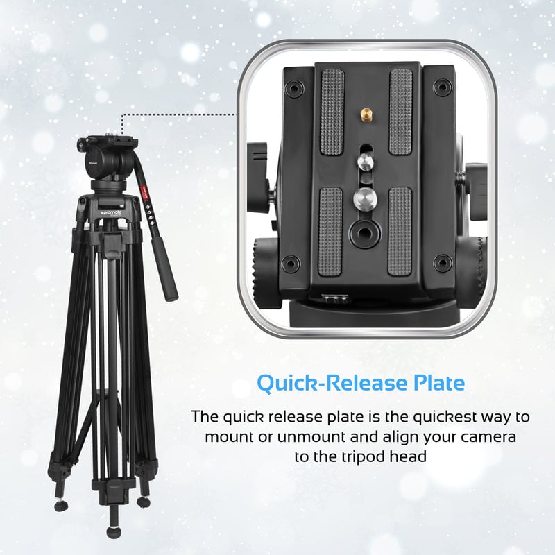 promate Professional Aluminum Video Tripod with Mid-Level Spreader