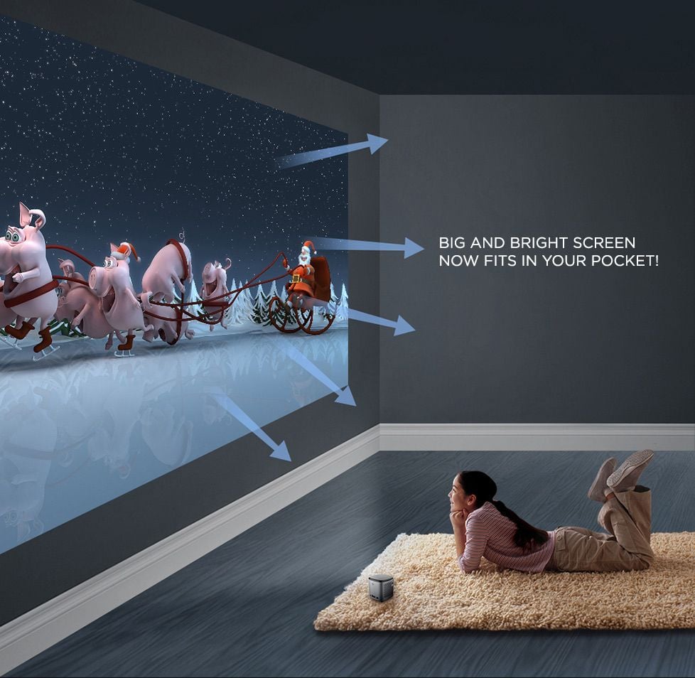 بروجكتر صغير لاسلكي للجوال محمول بالبطارية Merlin Cube HD Mini