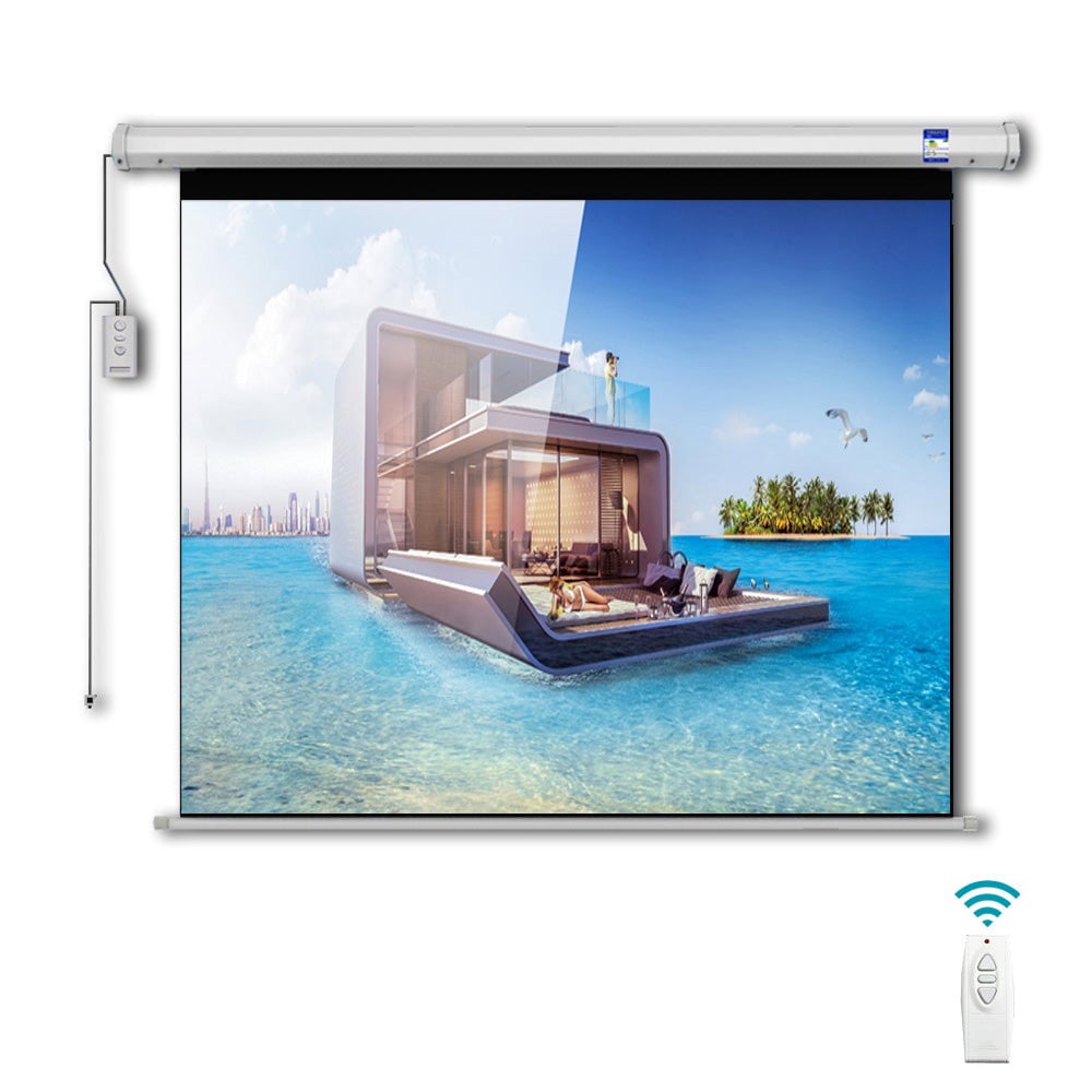 شاشة عرض بروجكتر 100 بوصة كهربائية مع ريموت Crony Projection Screen Home Automatic HD Projection Screen