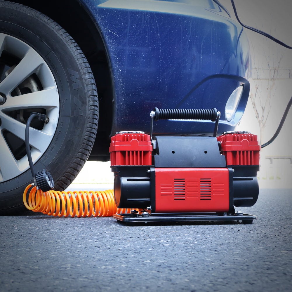 CRONY Two Cylinder Air Compressor 12V /60mm For Car /Bike Tires with Air Pump barometer