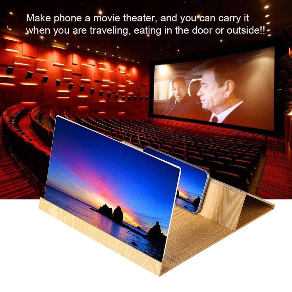 مكبر شاشة الجوال 12" - ذهبي Crony -  Wood-grain phone screen amplifier 3D Hd Movie Mobile Phone Screen Amplifier