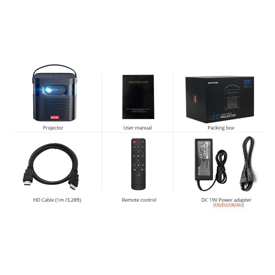 بروجكتر باينتك سنيمائي محمول (مستعمل) Byintek Smart 3D DLP Projector UFO U70 Pro و بمقاس عرض 180 إنش (used)