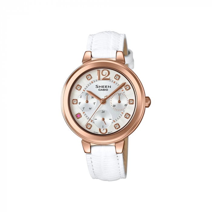 ساعة كاسيو شين نسائي أنالوغ جلد Casio SHEEN Women Analog Watch SHE-3048PGL-7AUDR
