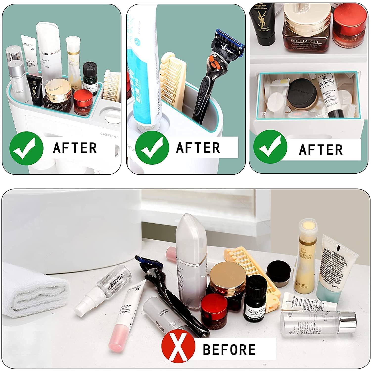 Toothbrush Holders, 4 Cups Toothbrush Holder Wall Mounted with Toothpaste Dispenser