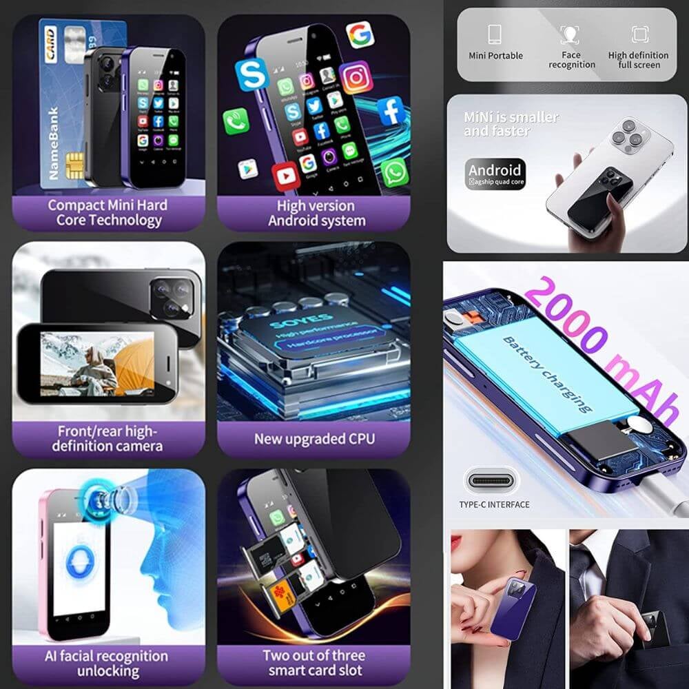 موبايل صغير ميني آيفون XS14 برو أندرويد Soyes XS14 Pro 4G Mini Smartphone