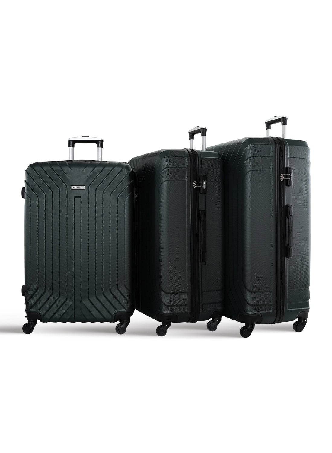 طقم شنط سفر 28/30/32 انش صلبة بارا جون 3 قطع مقلم زيتي PARA JOHN  Light wight Hard Side ABS Luggage Trolley