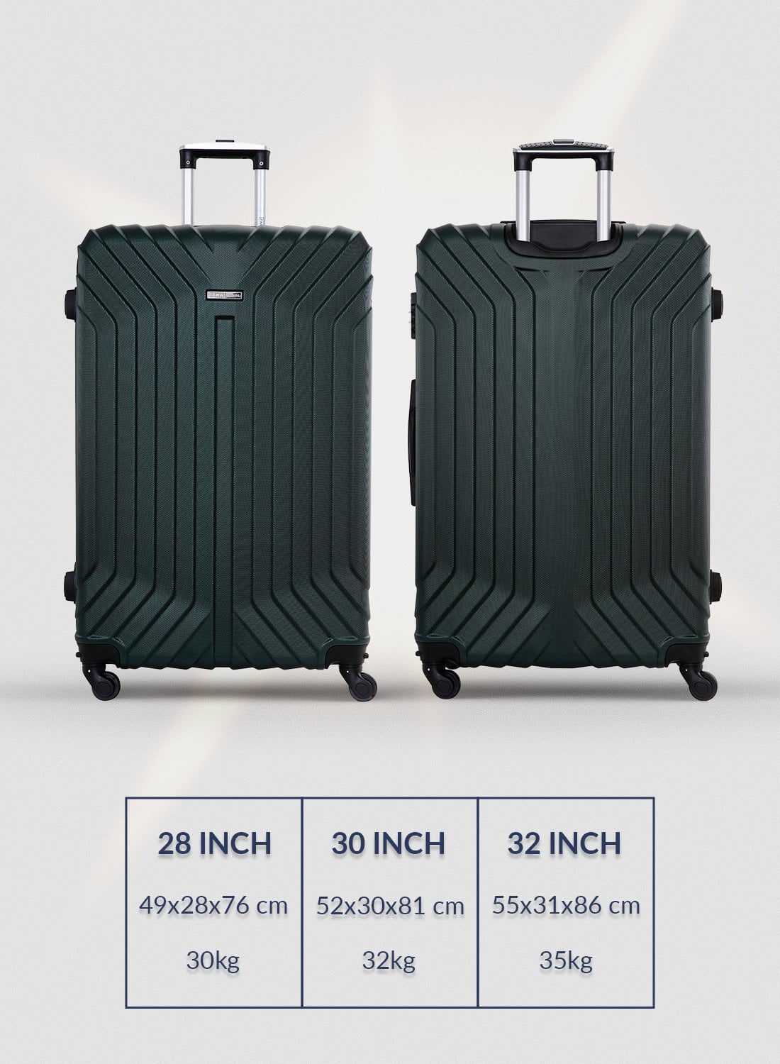 طقم شنط سفر 28/30/32 انش صلبة بارا جون 3 قطع مقلم زيتي PARA JOHN  Light wight Hard Side ABS Luggage Trolley