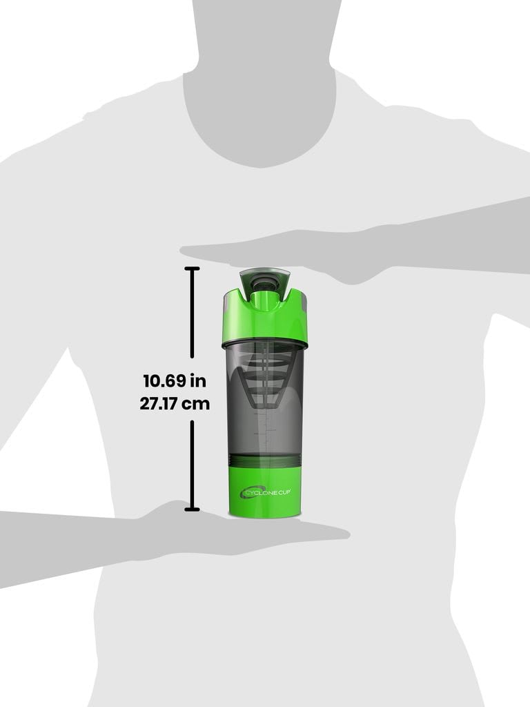 شيكر بروتين بسعة 650 ملل باللون الأخضر من سايكلون كوب Cyclone Cup Protein Shaker Bottle with Compartment Color Solid-GreenVolume 650 ml