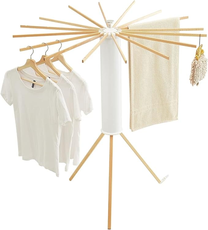 منشر غسيل خشبي صغير قابل للطي Tripod Clothes Drying Rack Portable and Foldable