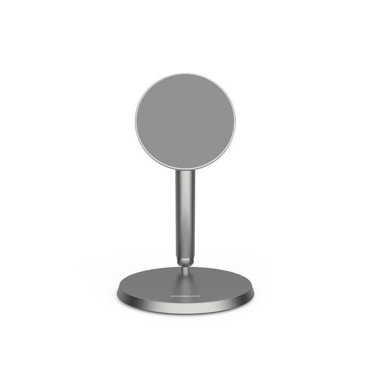 ستاند جوال لأجهزة ايفون مع قاعدة تثبيت مغناطيسية  بورولجي رمادي غامق  Powerology Desktop Acute Magsafe Phone Stand with 17*N5 Magnets Dark Grey