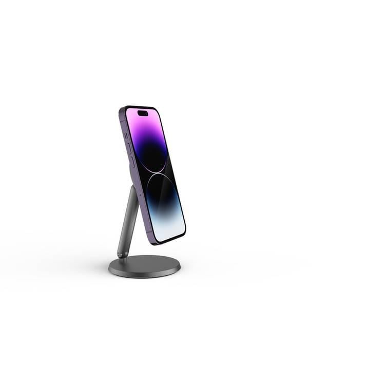 ستاند جوال لأجهزة ايفون مع قاعدة تثبيت مغناطيسية  بورولجي رمادي غامق  Powerology Desktop Acute Magsafe Phone Stand with 17*N5 Magnets Dark Grey