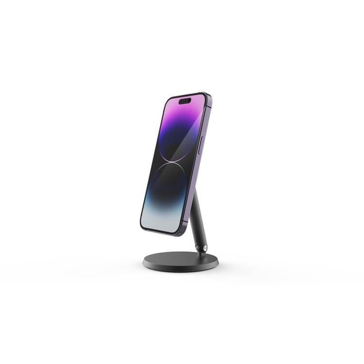 ستاند جوال لأجهزة ايفون مع قاعدة تثبيت مغناطيسية  بورولجي رمادي غامق  Powerology Desktop Acute Magsafe Phone Stand with 17*N5 Magnets Dark Grey