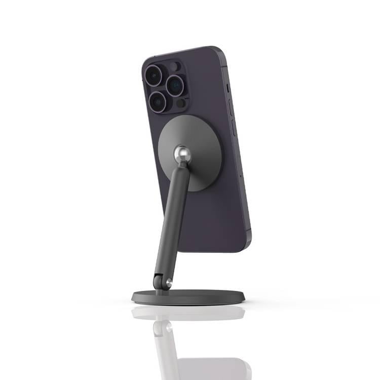 ستاند جوال لأجهزة ايفون مع قاعدة تثبيت مغناطيسية  بورولجي رمادي غامق  Powerology Desktop Acute Magsafe Phone Stand with 17*N5 Magnets Dark Grey