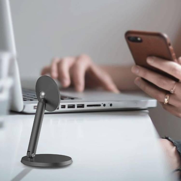 ستاند جوال لأجهزة ايفون مع قاعدة تثبيت مغناطيسية  بورولجي رمادي غامق  Powerology Desktop Acute Magsafe Phone Stand with 17*N5 Magnets Dark Grey